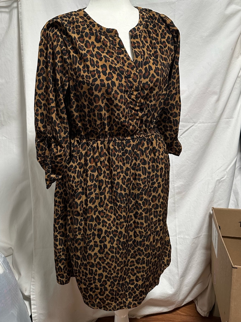 Old Navy Leopard Print Long Sleeve Dress Medium - Brown and Black